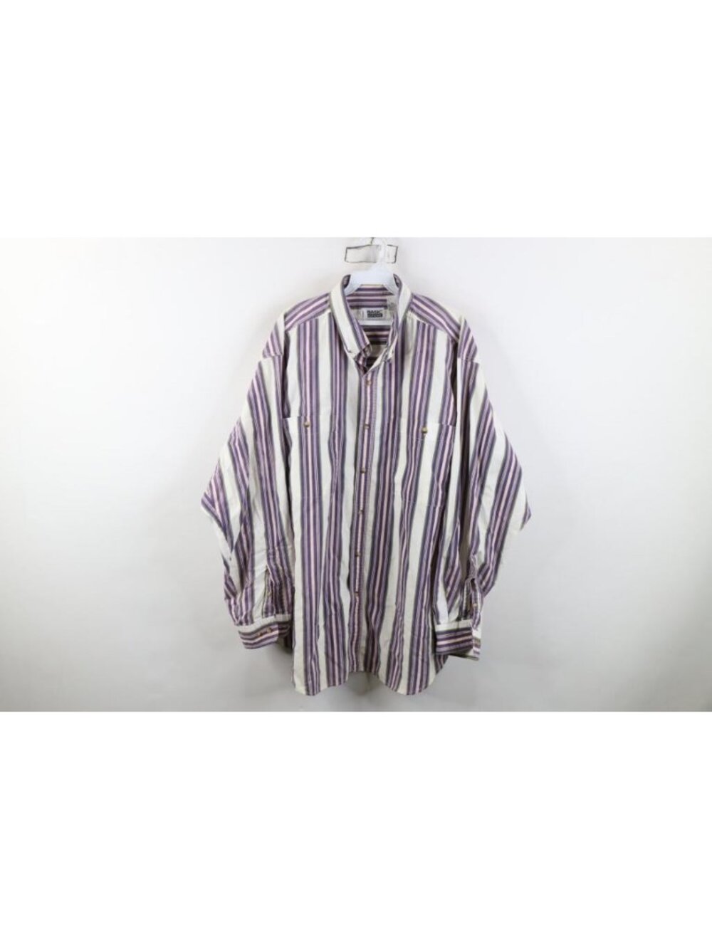 Vintage 90s Collared Button Down Shirt Mens Size 2XL Striped Color Block Cotton